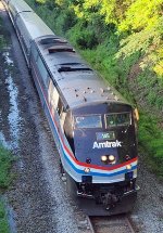 AMTK 145 handled Regional 176 this day, Roanoke to Washington, as seen from Bedford Avenue in Lynchburg.